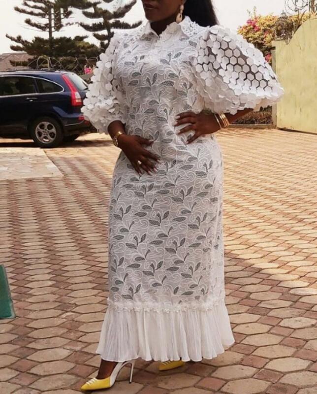 Gaun Afrika elegan ukuran Plus untuk wanita 2023 gaun pesta pernikahan renda Dashiki seksi baru gaun Afrika maksi Kaftan Muslim M-4XL