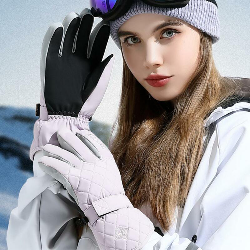 Sarung tangan bersepeda wanita, 1 pasang sarung tangan hangat olahraga layar sentuh sarung tangan sepeda motor musim gugur musim dingin sarung tangan Ski jari penuh
