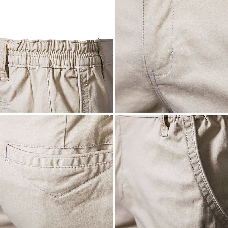 Pantalones cortos de negocios informales para hombre, Shorts de algodón sólido, cintura elástica, gimnasio, correr, deporte, playa, Verano