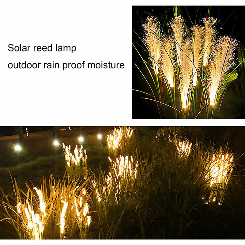 Jardim Solar Reed Lights Outdoor Fiber Light Waterproof Garden Lamp Simulation Paisagem Lâmpadas para Home Patio Decoração