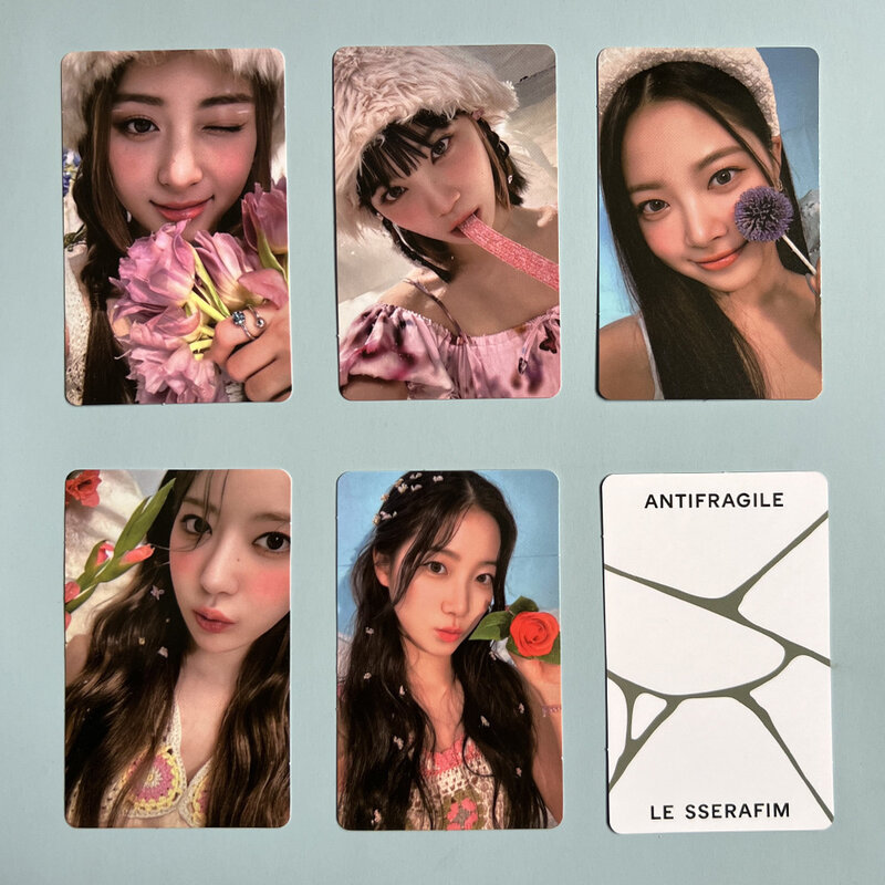 ألبوم جديد من Kpop LE SSERAFIM phostcard بطاقة صور على الوجهين أكريليك مضاد للكسر كيم تشاون هونغ يونشى مجموعة هدايا المشجعين
