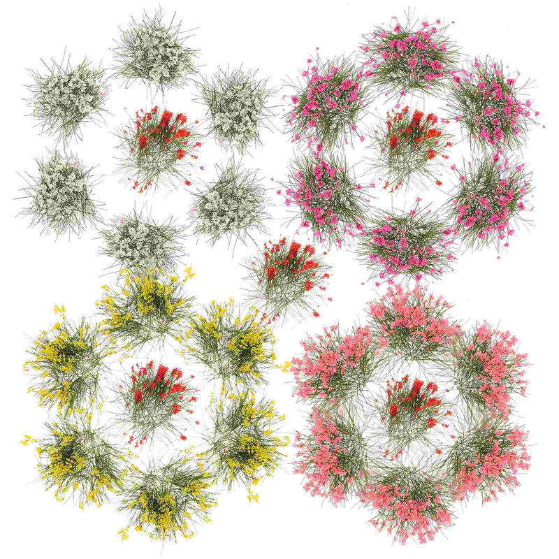 5 Pcs Micro Landscape Cluster Flowers Mini Artificial Plant Artificial Simulation Grass Clusters Static Tuft Train