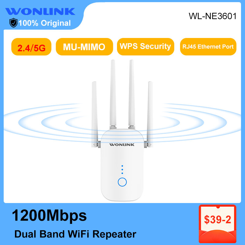 Repetidor WiFi de Banda Dupla, 1200Mbps, 2.4G e 5GHz, Extensor WiFi, 802.11AC, Roteador Sem Fio, AP, AC1200, Wlan, Wi Fi, Amplificador de Alcance, Antena