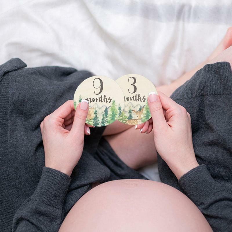 Cartões de marcos redondos do bebê, cartões de anúncio de gravidez, foto, crescimento do bebê e cartões de gravidez