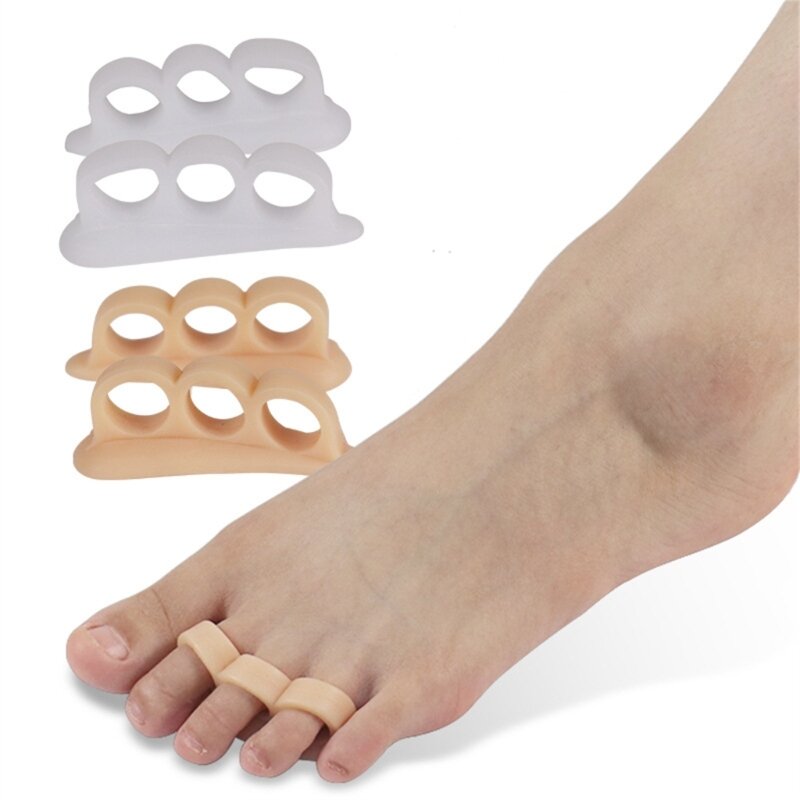 Toe Separator, Three Holes Toe Corrector Toe Straightener for Curled Pinky Toes, Overlapping Toe, Blisters, Relief