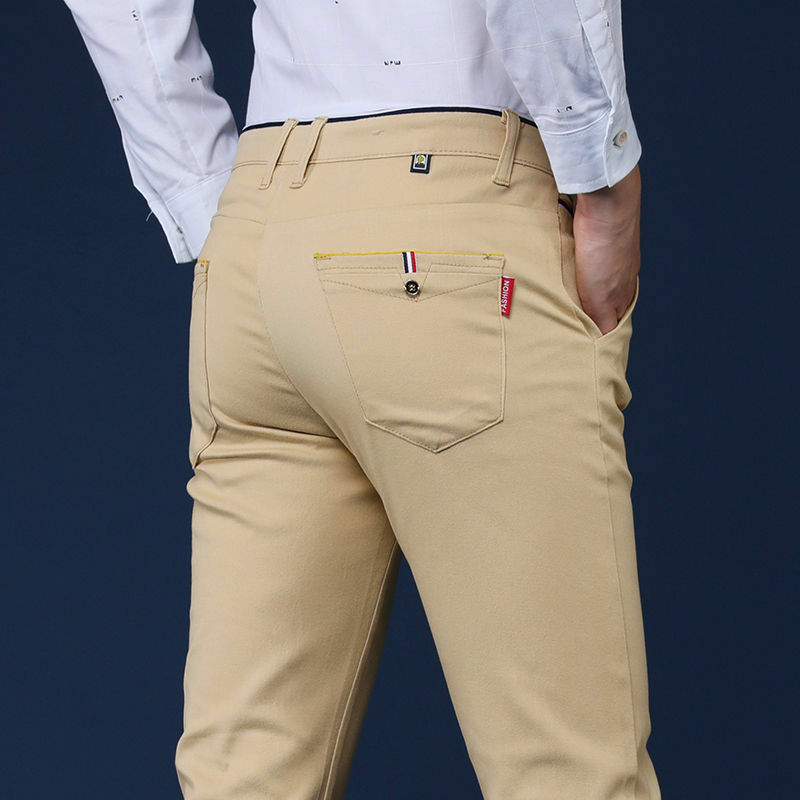 Брюки мужские тонкие костюмные, модные деловые офисные уличные штаны в Корейском стиле, повседневные свободные однотонные прямые брюки, весна-лето