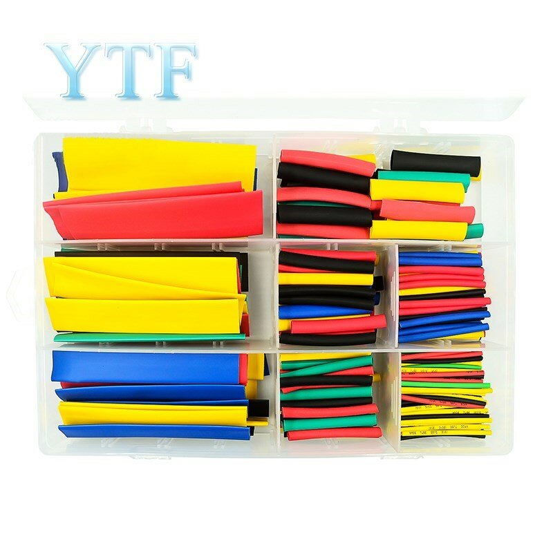 127-530pcs Heat Shrink Tube Thermoresistant Heat-shrink Tubing Wrapping Kit Electrical Connection Wire Cable Insulation Sleeving