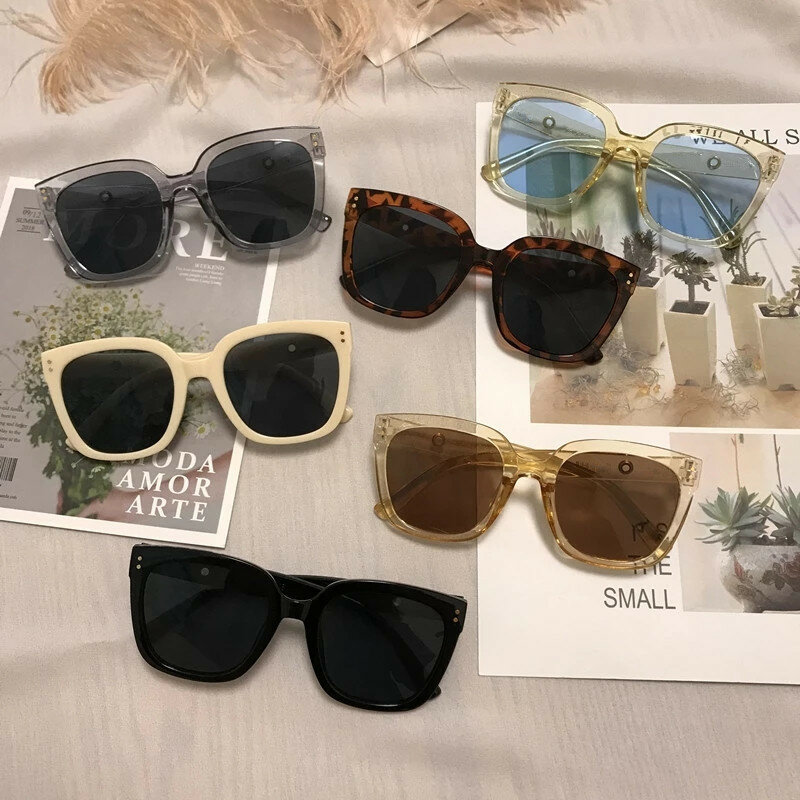 Gafas De Sol clásicas De gran tamaño para mujer, lentes De Sol cuadradas De ojo De gato, Marco Retro lujoso, negras, UV400