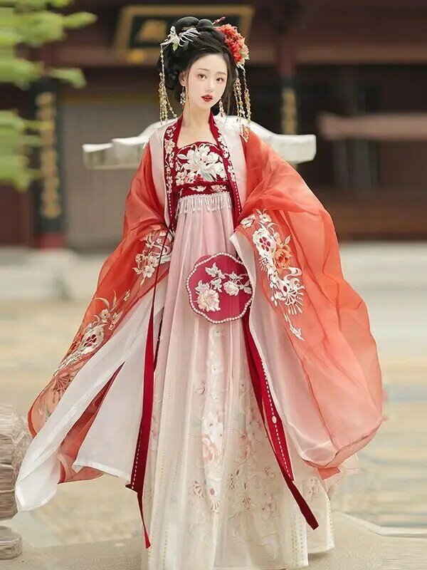 Hanfu Vrouwen Onsterfelijke Tang Gemaakt Hezi Rok Zware Industrie Borduurwerk Set Volwassen Oude Kleding Chinese Stijl Cosplay Kostuum