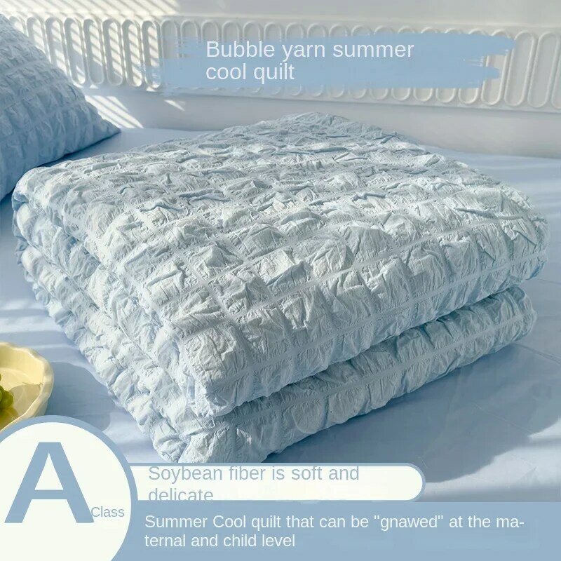 Edredón de verano de estilo coreano, Seersucker, suave, lavable a máquina, manta fresca y refrescante, novedad de 2024