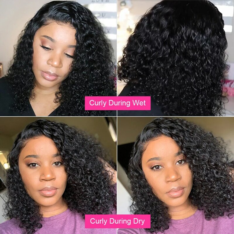 Short Bob Hair Wig Human Hair 13x4 Lace Frontal Human Hair For Women Brazilian Curly Human Hair Wig Water Wave Lace Front Wigs