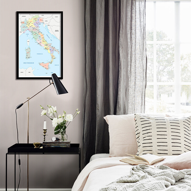 42*59センチメートルでイタリアの政治地図イタリア壁アートポスターキャンバス絵画旅行学用品リビングルームの家の装飾