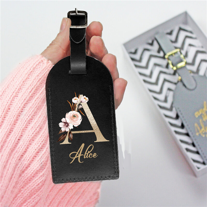 Personalised Letter with Name Leather Luggage Tag Suitcase Label Baggage Boarding Tags Travel Accessorie Wedding Birthday Gift