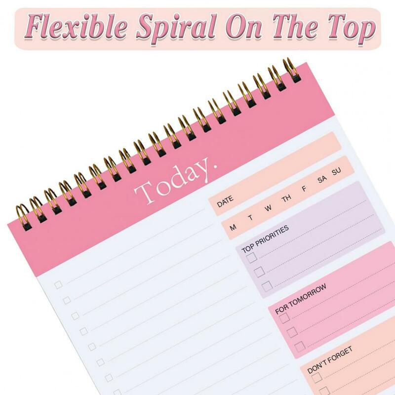 Planner Notebook Spiral Top Notepad non datato Daily Task Planner 2023 quaderni agende Planner Diary School Office