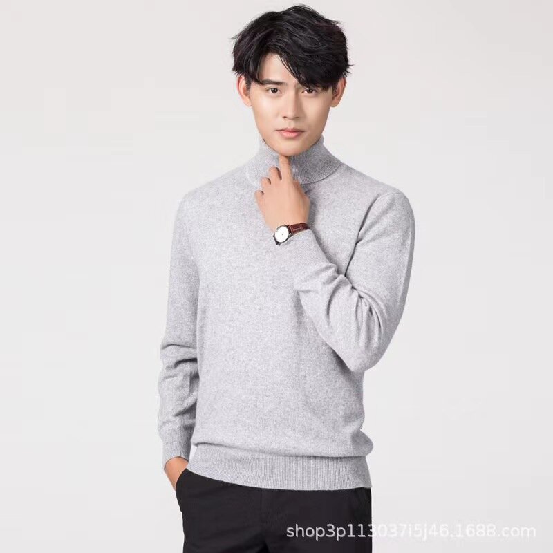Autumn and Winter Cashmere Sweater Men's Pullover Half High Collar Soft and Warm Pullover Knitted Sweater Men's Sweater