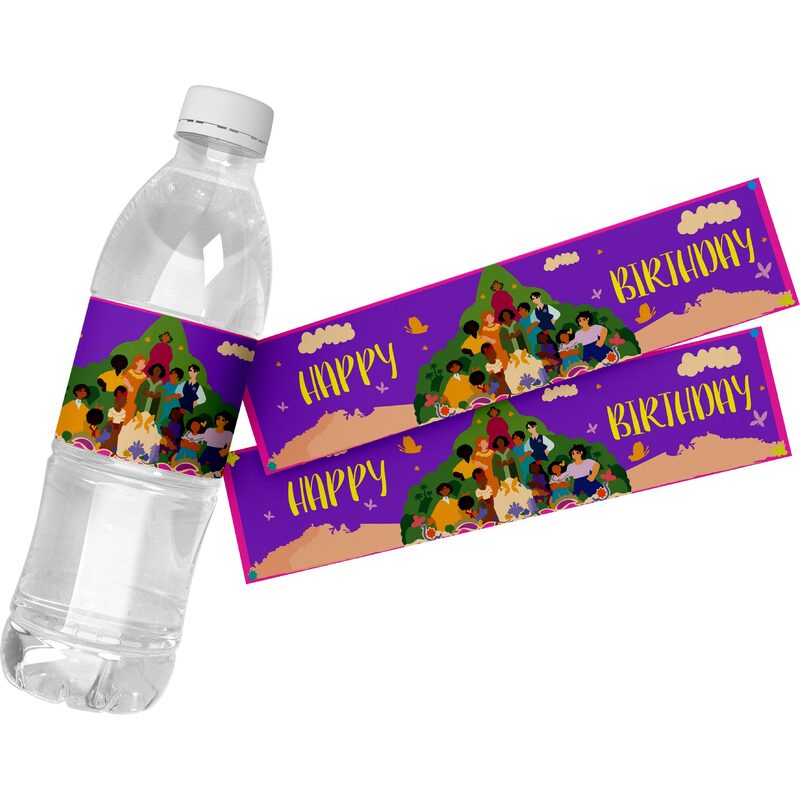 Étiquettes de bouteille d'eau Encanto Disney autocollants auto-adhésifs pour enfants fête d'anniversaire mariage, fournitures de douche de bébé décorations 6 pièces