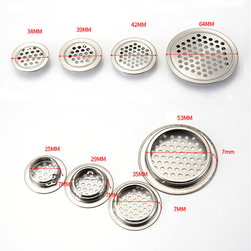 1/3/5/10pcs Stainless Steel Air Vent Grills 19mm/25mm/29mm/35mm/53mm Wardrobe Cabinet Mesh Hole Ventilation Plugs Home Parts
