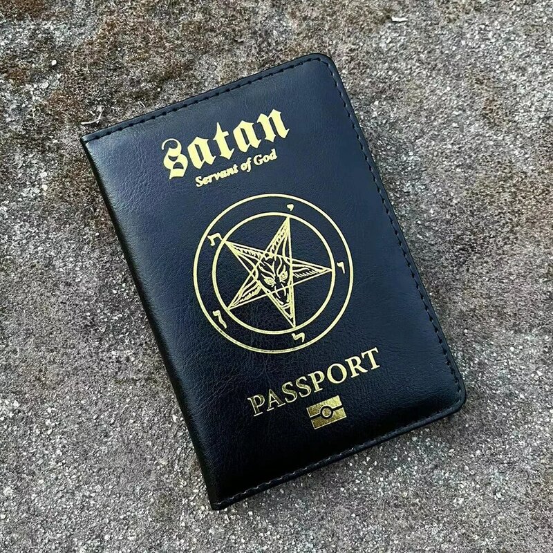 Funda de funda pasaporte del reino del diablo Satán, funda de viaje, soporte para pasaporte