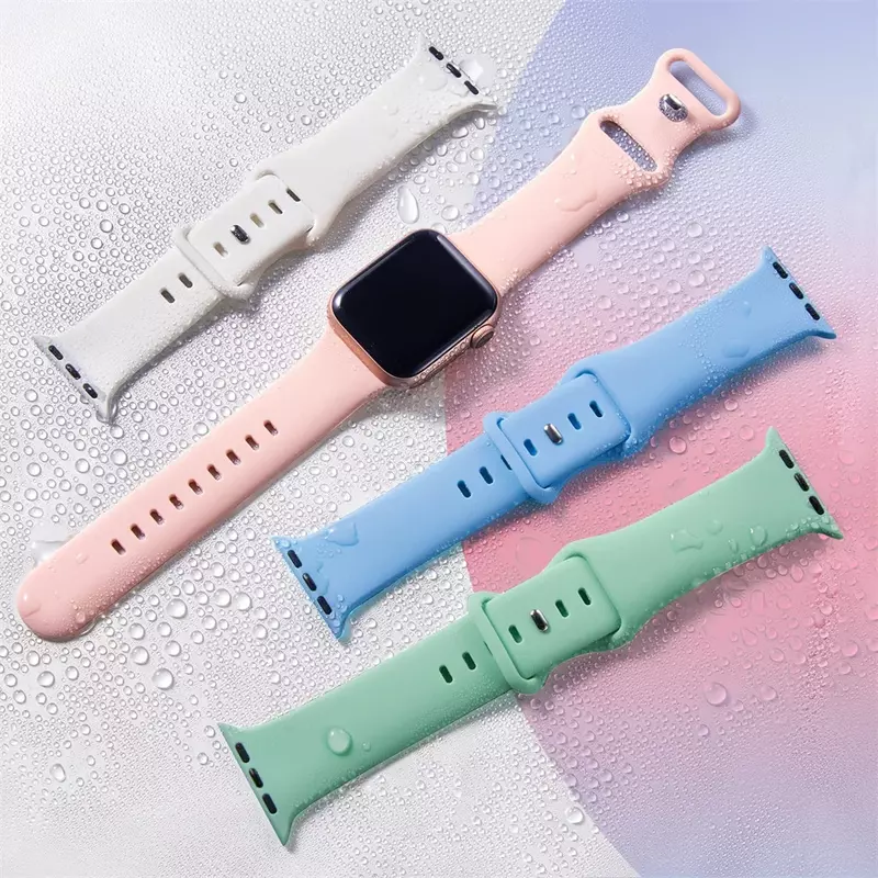Bracelet sport en silicone pour Apple Watch Band, 44mm, 40mm, 45mm, 41mm, 42-38mm, iWatch Series 8, 7, SE, 3, 4, 5, 6, 9, Ultra 2, 49mm