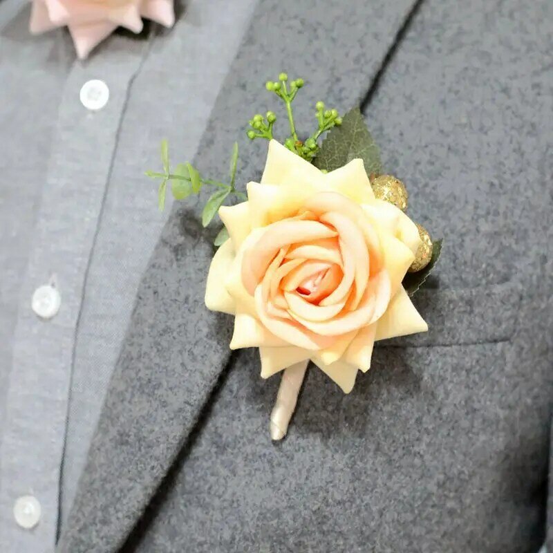 Tkanina róże bransoletka ślubna na nadgarstek dla druhny panny młodej opaska na rękę z kwiatem sztuczne róże bransoletka ślubna dla gości akcesoria