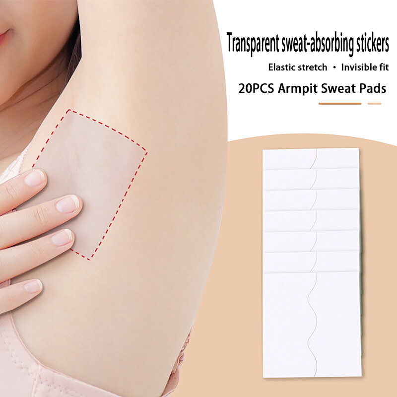 20Pcs Armpit Sweat Pads Underarm Summer Deodorant Disposable Absorbing Pad Anti Perspiration Stickers Unisex Anti Sweat Pads