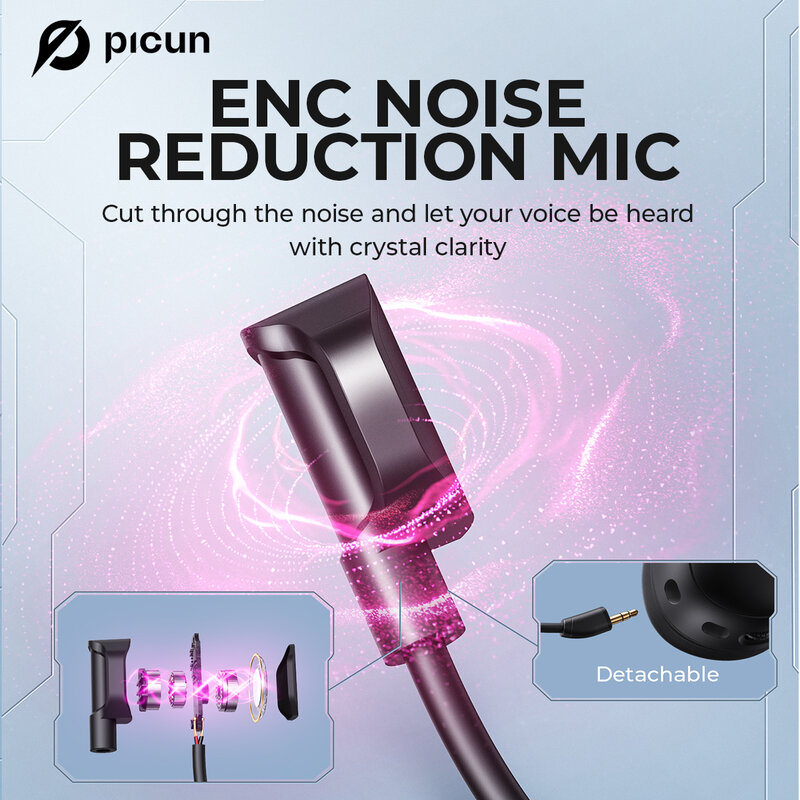 Picun g3 2,4 ghz drahtloses Gaming-Headset niedrige Latenz 53mm 3d räumliches Audio-Mikrofon HD-Anruf Bluetooth-Kopfhörer für Gamer-PC ps5
