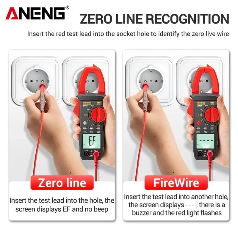 ANENG – Pince-mètre numérique courant pour tester la tension de voiture, testeur multimètre ampèremètre de capacité NCV et de 4000 points, ST18, DC/AC, Amp Hz