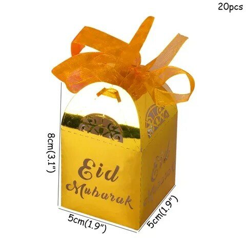 Золотистая Серебристая бумага коробка для конфет с днем рождения, Подарочная коробка Eid Mubarak украшения на Рамадан Favor Eid Al-fitr Рамадан Mubarak Decor