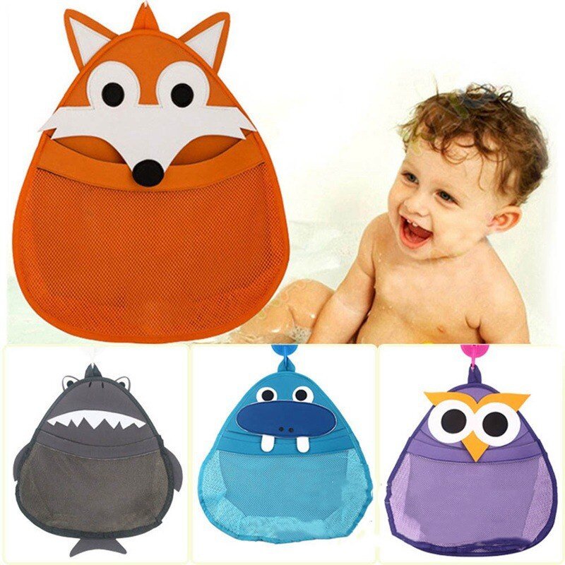 Bolsas de almacenamiento de ducha de dibujos animados para bebés y niños, bolsas colgantes de distribución con ganchos, bolsas de malla impermeables para Baño