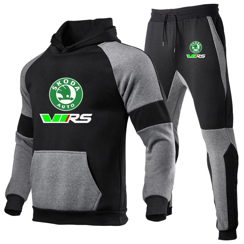 Skoda Rs Vrs Motorsport Graphicorrally Wrc Racing Men Fashion Color Matching Hoodie Sweatpants Leisure Exquisite New Stly Suit