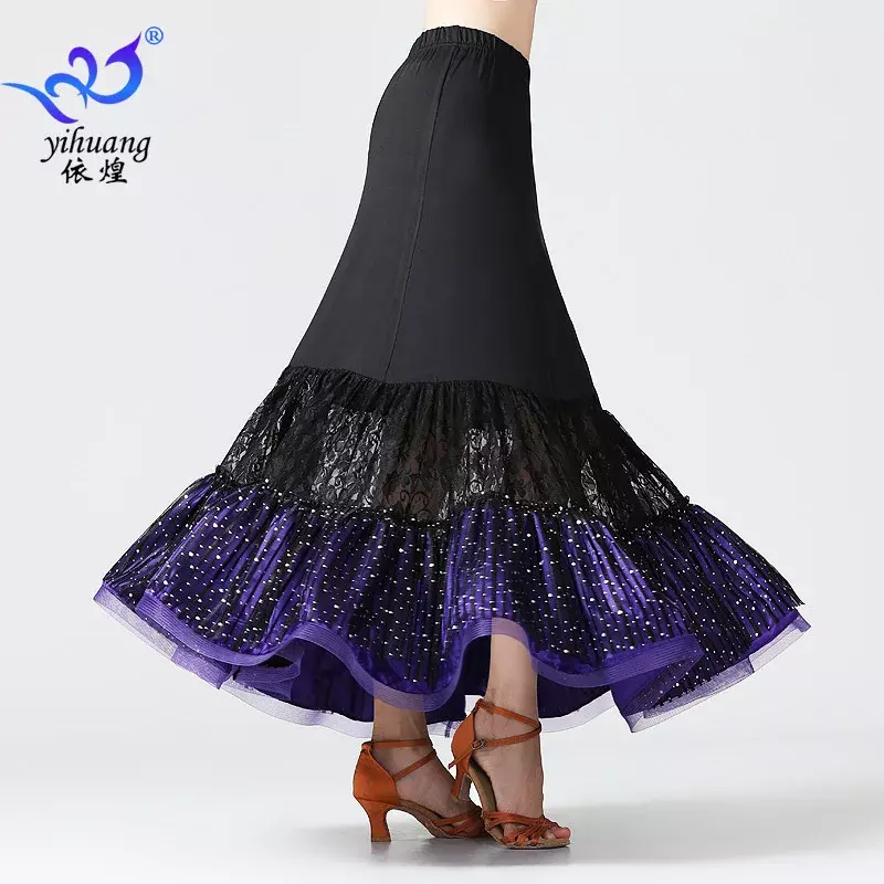 Womens Ballroom Dance Skirt Long Swing Skirt Dance Practice Party Dress Performance Costume Latin Elegant Belly Dancing Dress