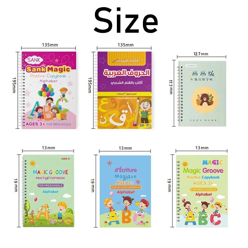 كتاب الأطفال ثلاثية الأبعاد القابل لإعادة الاستخدام لأرقام الخط 0-10 كتب الكتابة اليدوية تعلم الرياضيات الكتابة ممارسة كتاب للأطفال