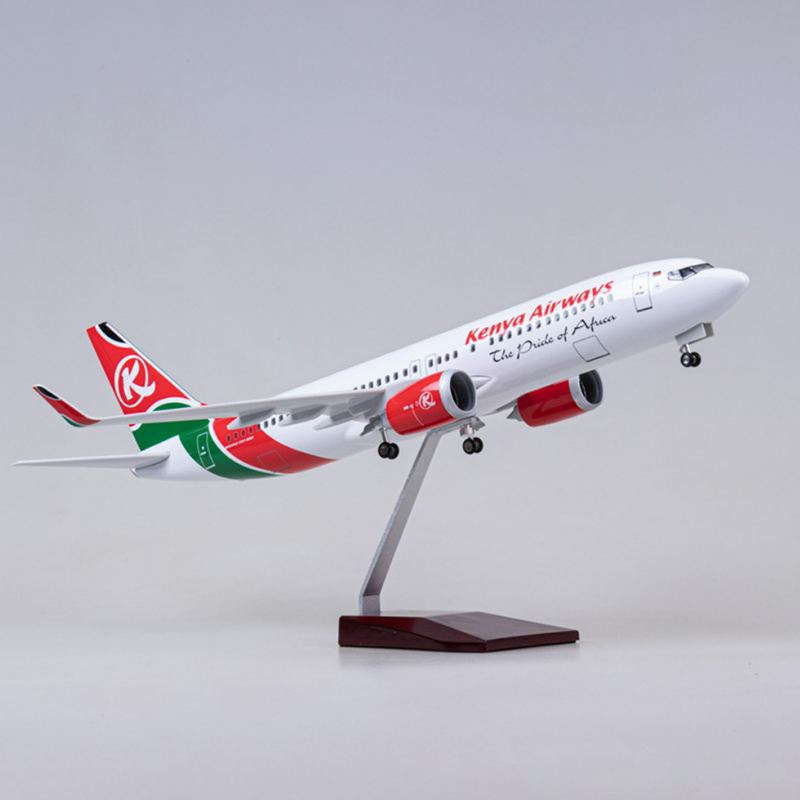 1/85 Scale 47CM Airplane B737 MAX Aircraft Kenya Airways Airline W Light and Wheel Diecast Resin Plane Model Toy Collection