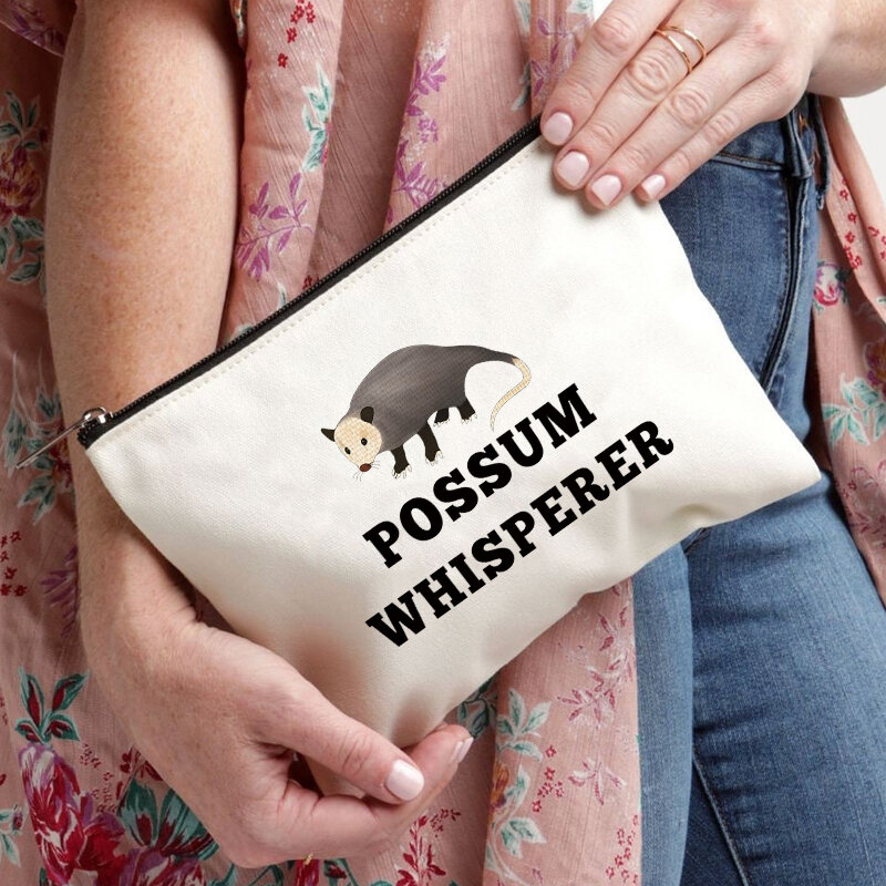 Possum Whisperer 여성용 립스틱 가방, 귀여운 마우스 메이크업 정리함, 여행 보관 클러치, 트렌디 화장품 캔버스 파우치 키트 지갑