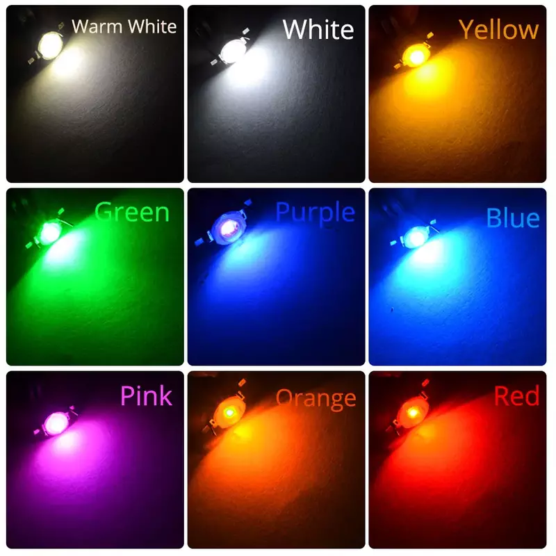 高出力LEDチップランプ電球、ビーズライン信号ダイオード、白、赤、緑、青、黄色、DIYライト装飾、110-120lm、1w、3w、10個