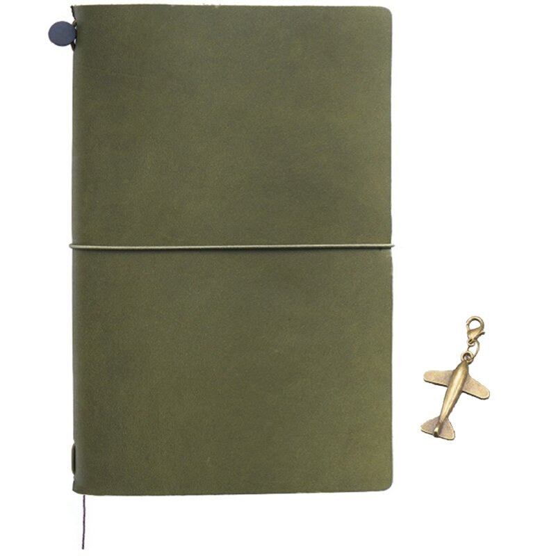 A5 buku akun Manual kulit sapi Retro, perlengkapan kantor buku catatan harian Notebook Retro Eropa hijau zaitun