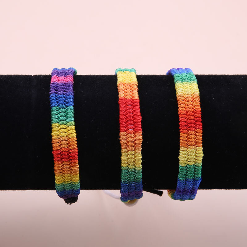 Charm LGBT Rainbow Rope Bracelets For Couple Pride Gay Women Men Handmade Woven Braided String Friendship Lover Jewelry Gifts