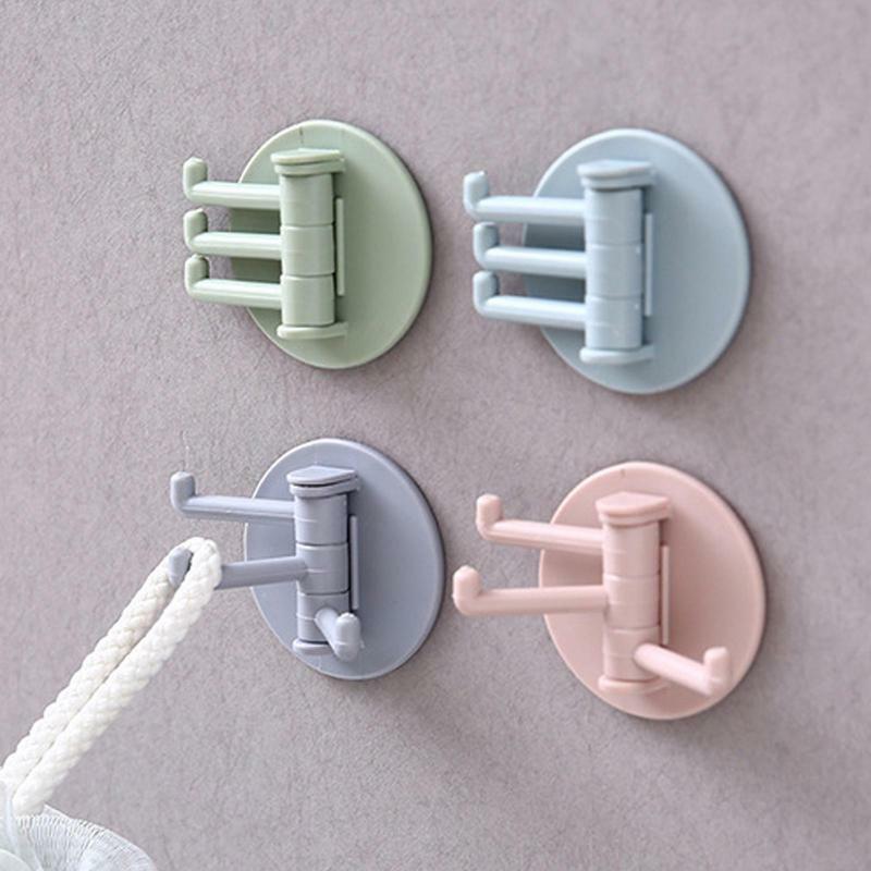 Rotating Kitchen Hook 3-Branch Heavy Duty Cabinet Hooks For Hanging All-purpose Kitchen Bathroom Bedroom Shelf Organizers For