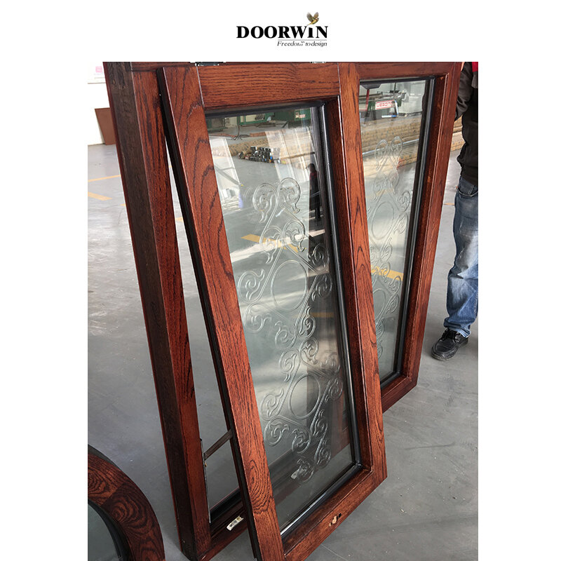 Doorwin Wooden House Aluminium Awning Window Modern Design Aluminum Wood Color Profile Awning Window