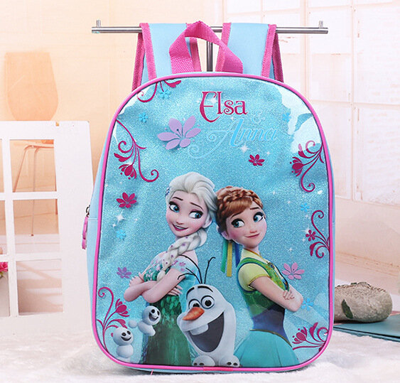 Disney Anime Series Mochila para Jardim de Infância Kids, Frozen Princess Elsa Sophia Fine Shiny Fashion School Bag