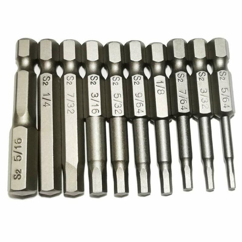 Drivers Screwdriver bits Quick Release 10pcs Drill Electric Hex Shank Imperial Magnetic Silver Tools Equipment