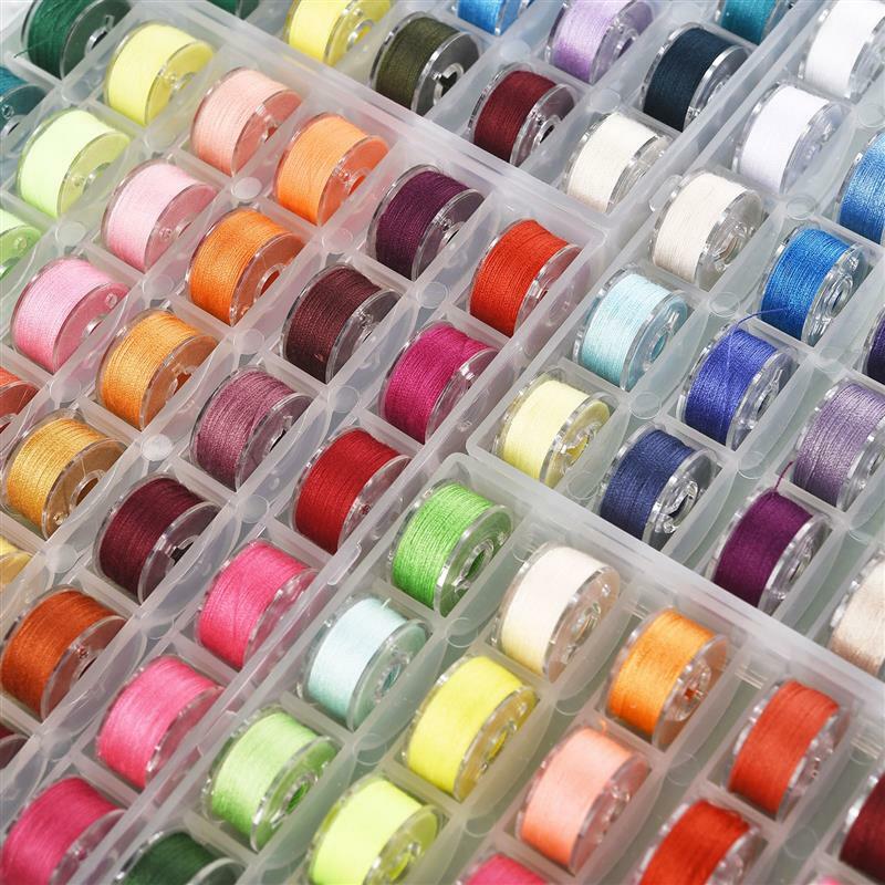 Juego de bobinas de hilo de poliéster para máquina de coser, accesorios de costura con caja de almacenamiento, 25/20 colores