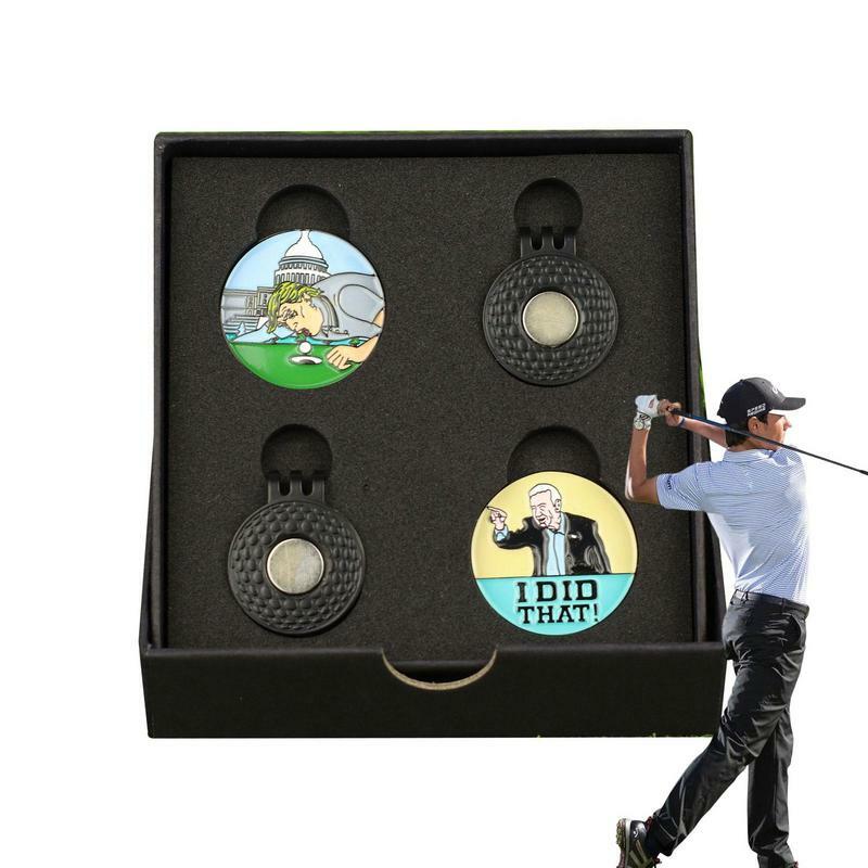 マグネティックゴルフボールマーカーセット、面白いゴルフボールマーク、帽子クリップ、10代と男性のためのゴルフハットに簡単に取り付けます