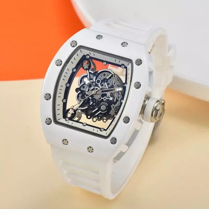 Top Luxury Brand Richard Waterproof Hollowed Out Tiger Head Watch Ceramic Oil Mechanical Walking Men's And Women's Quartz Watch