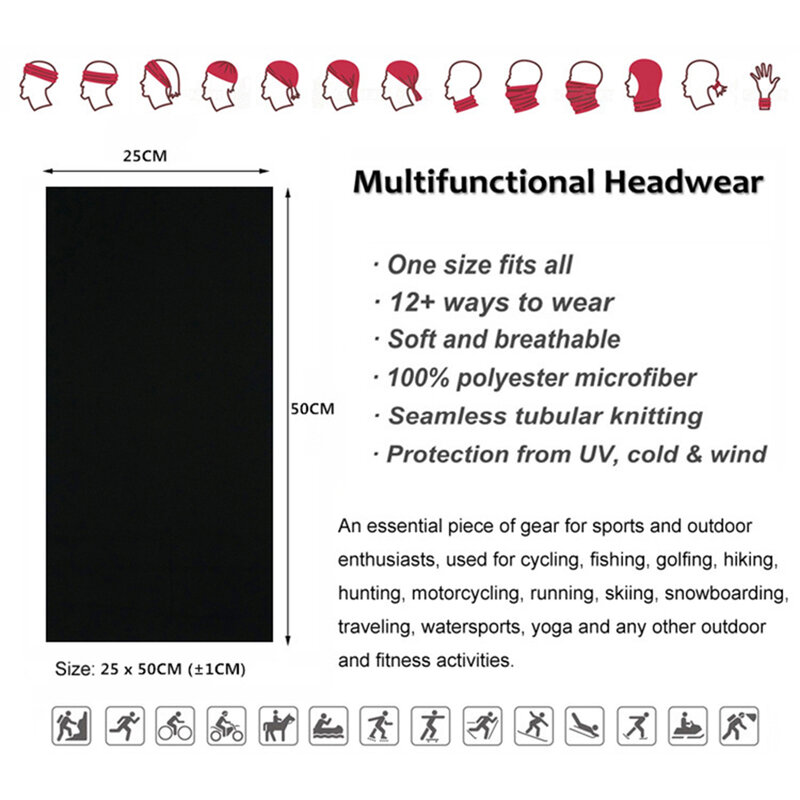 Бесшовная повязка на голову для бега на открытом воздухе 10 дюймов x 19 дюймов, однотонная искусственная кожа для мужчин и женщин, полиэстер, Искусственный шарф, защита для лица