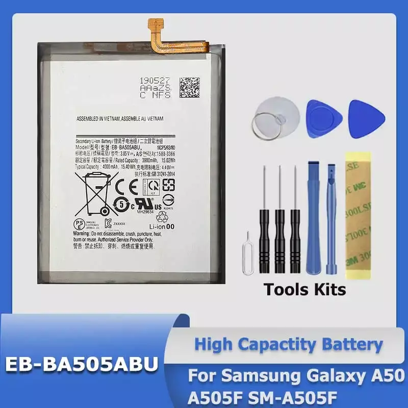 XDOU-Bateria para Samsung Galaxy A50, EB-BA505ABU, A505F, SM-A505F, Ferramenta Acompanhante