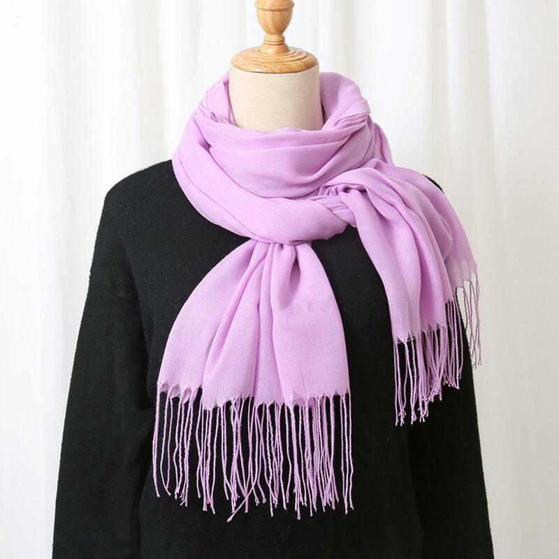 Frauen Schal verdickt lange wind dicht mit Quaste einfarbig halten warm Imitation Kaschmir Dame Herbst Winter Schal Stirnband