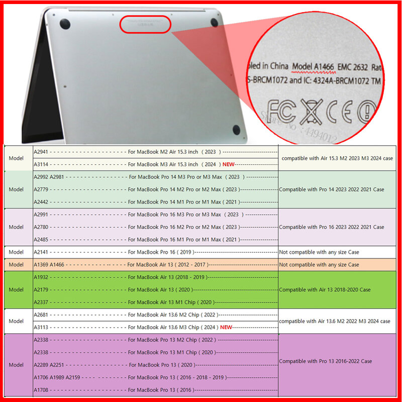 Funda de ordenador portátil para MacBook air 13 M2, Funda para Macbook pro 13 2020 air m1, Funda Pro 16, 2021 Pro 14