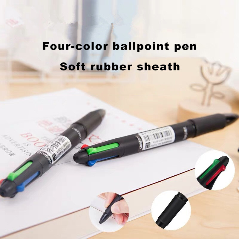 Deli-bolígrafo multifunción 4 en 1, bolígrafo MultiColor retráctil de 0,7mm, marcador, escritura, papelería escolar