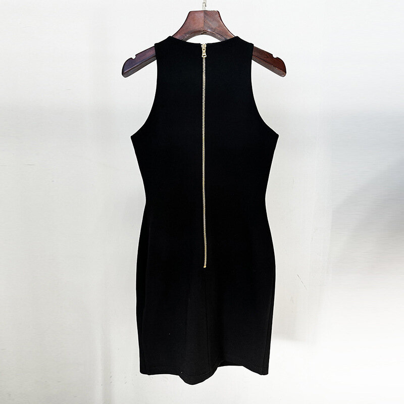 Elástico apertado vestido sem mangas colete, Nail Bead, Estrela Bordado, Europa e Estados Unidos Moda, Novo, 2024